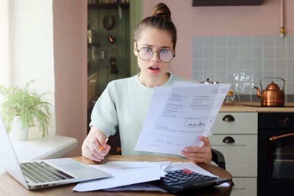 Texas AEP Central Lady Checking Electric Bill Texas AEP Central Lady Checking Electric Bill