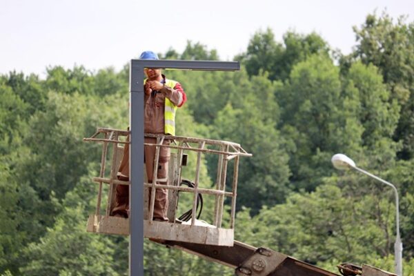 Texas AEP Central Tech Working on Power Poles Texas AEP Central Tech Working on Power Poles