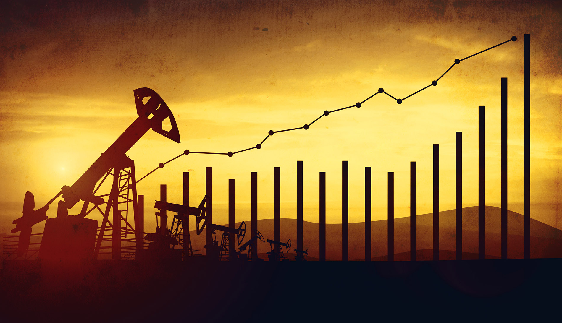 Oil Prices Rising Image of Oil Pump under Sunset
