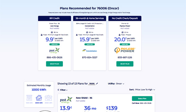 EnergySaving Encor Pricing Screenshot