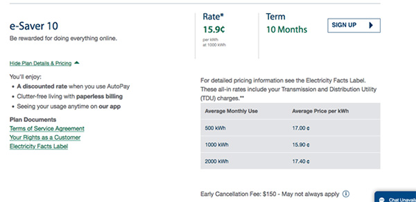 TXU Plan Screenshot e-Saver 10