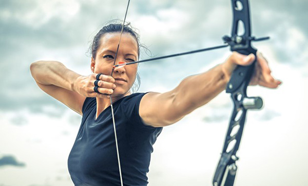 Potential Energy Woman Fires Bow and Arrow