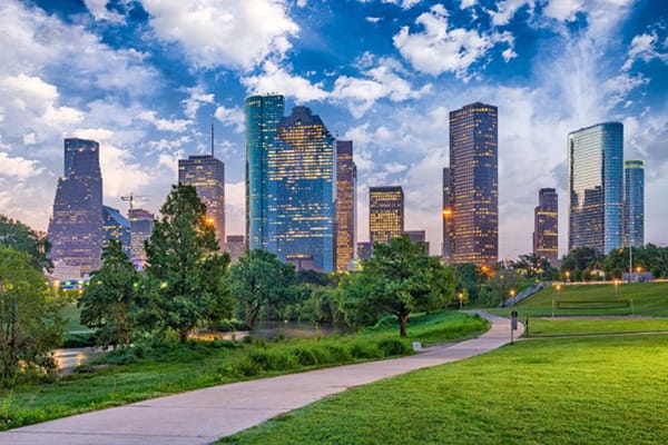 Houston Texas City View Downtown and Park