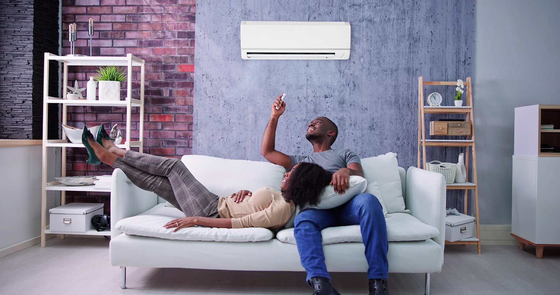 Texas HVAC Efficiency Couple look at Air Purifier