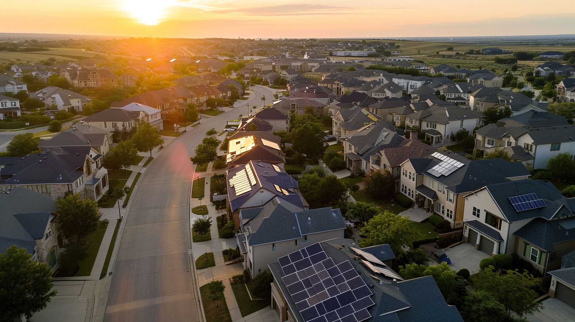 Texas Solar Heat Gain Suburb Town Sunset